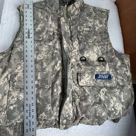 DHG Dutch Harbor Gear Men’s Insulated Camo Tactical Vest 3XL Green Packable New - Picture 7 of 8